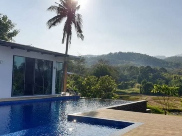 Outstanding Modern Pool Villa with Pond and Mountain Views-TNP-924